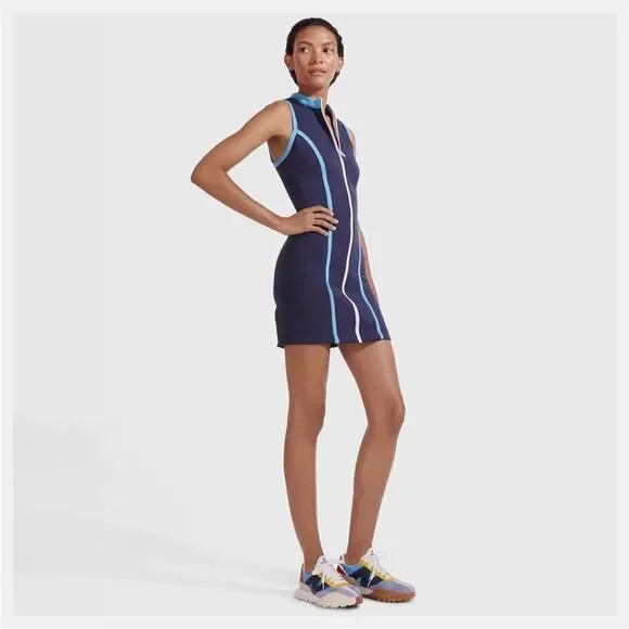 Staud new balance neoprene navy blue zip up dress medium m - Picture 2 of 12